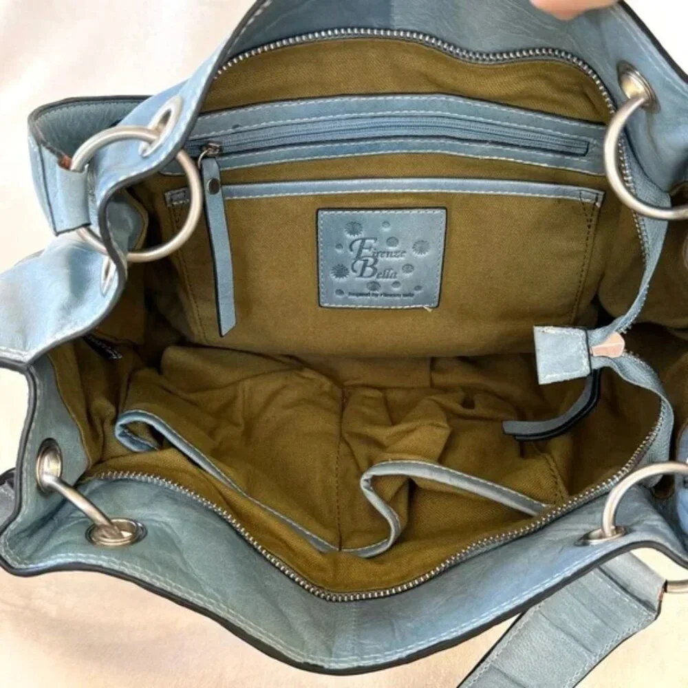 Firenze Bella Floral Leather Hobo Handbag